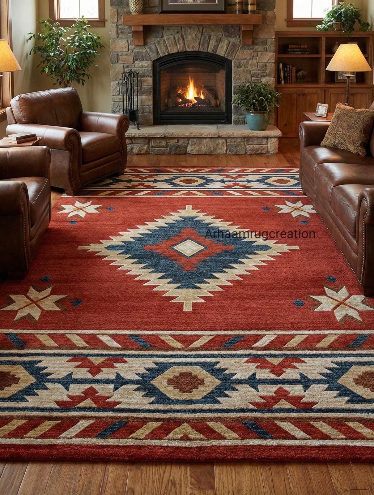 Native Tufted Rugs Hand Tufted Wool Tribal Rug | Southwestern Geometric Area Rug | Green ...