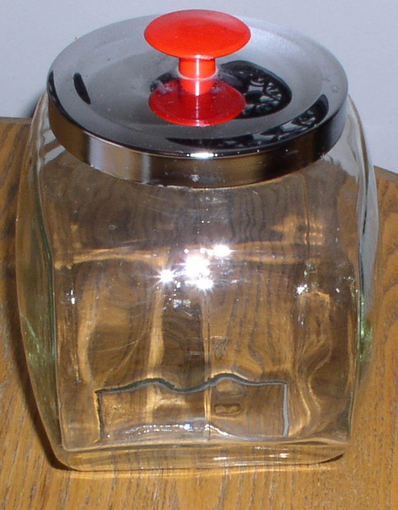 Vintage Clear Glass Cookie Jar Etsy