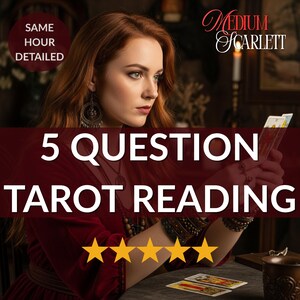 Tarotläsning med 5 frågor, detaljerade och djupgående svar, samma dags psykisk tarotläsning om kärlek, karriär och livsväg