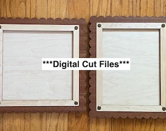 LightBurn Cut Files-Scalloped Frame Bundle (Square, Rectangle, Calendar)- 2 Versions; Chicago Screws and Magnetic