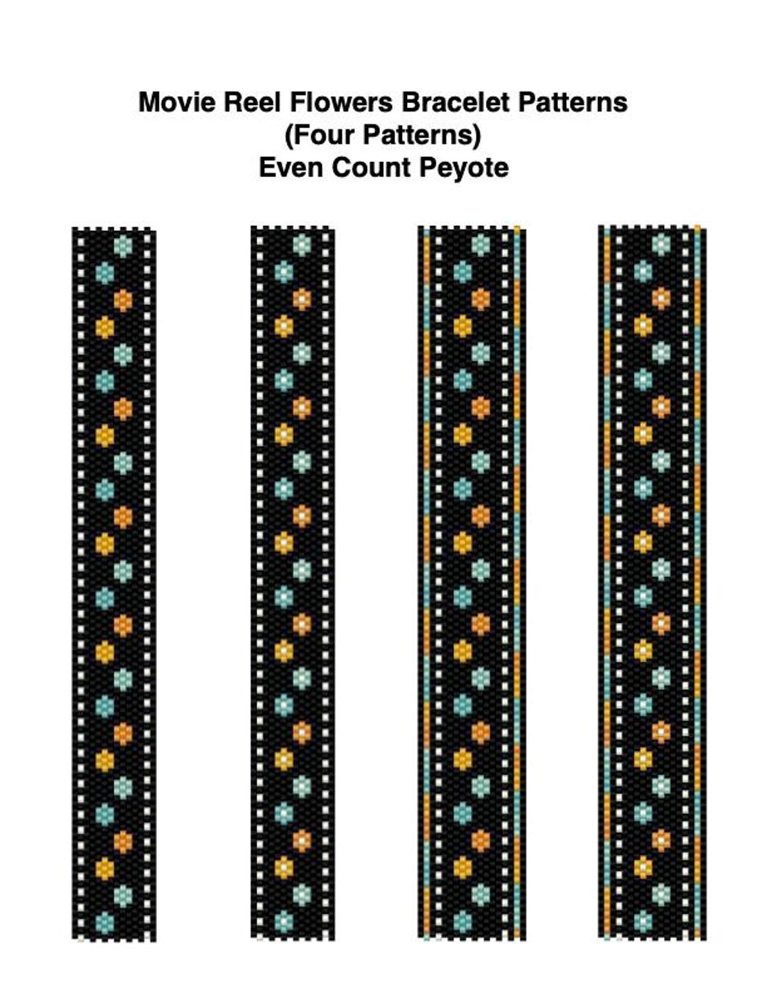Movie Reel Flower Bracelet Patterns-even Count Peyote (four Patterns ...