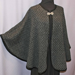 Gray hand woven wool cape, stole, wrap, cloak