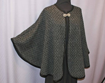 Gray hand woven wool cape, stole, wrap, cloak