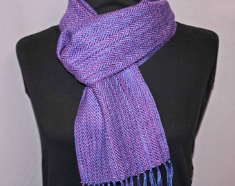 Purple tencel woven scarf, handwoven silky herringbone scarf