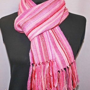 Pink alpaca silk scarf, hand woven Barbi fashion warm scarf, wrap