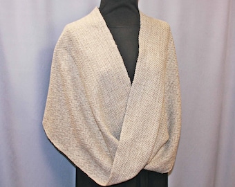 Handwoven beige wool infinity shawl, stole, wrap, cape,  poncho, mobius shawl