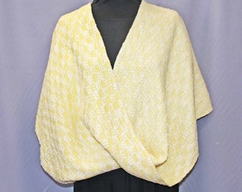 Handwoven yellow cotton infinity shawl, cotton mobius shawl, stole, wrap