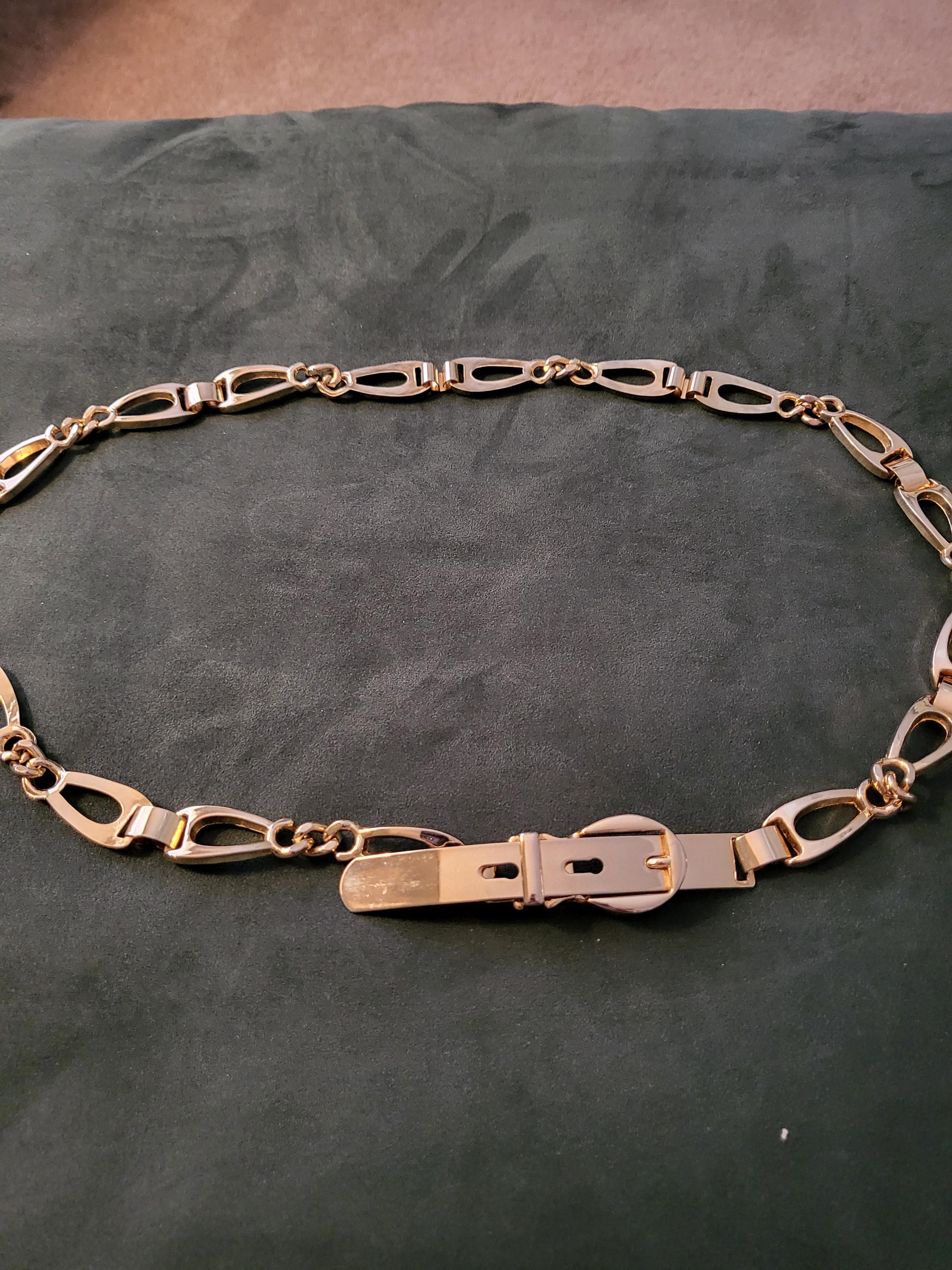 Vintage Gold-Tone Chain Link Belt with Polished Bar Buckle Design and Double Str Gold Tone Link Belt - Etsy main image 3