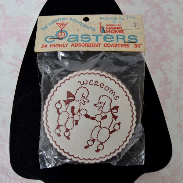 Vintage Poodle Paper Coaster Set Sold by Woolworth