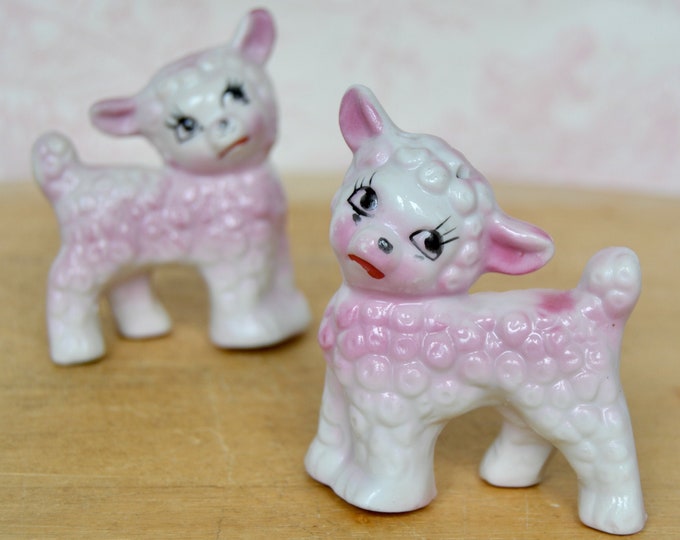Vintage Pink Lamb Salt and Pepper Shakers Made in Japan Etsy