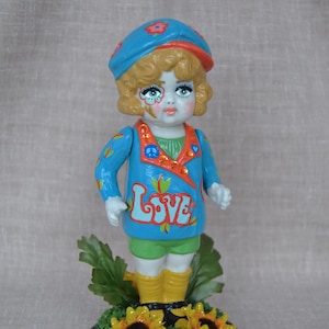 Holly Sunshine the Flower Power Hippie Doll, Antique and Upcycled