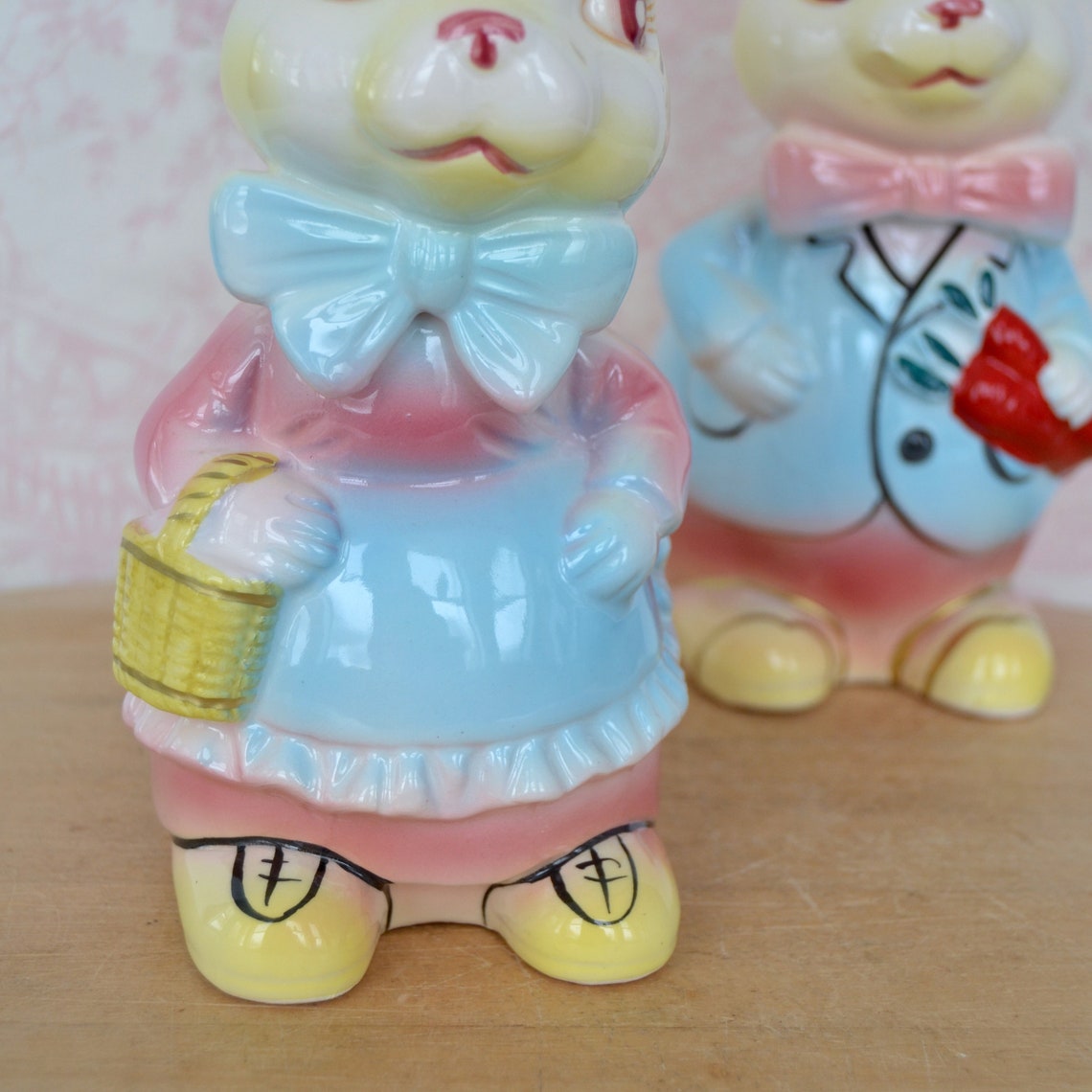 Vintage Pair of Anthropomorphic Easter Bunny Planters by - Etsy