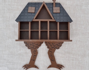 Baby Yaga Wood Display House Wall Hanging for Miniature Trinkets or Thimbles