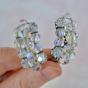 Vintage Clip-On Earrings with Iridescent Glass Beads image 7