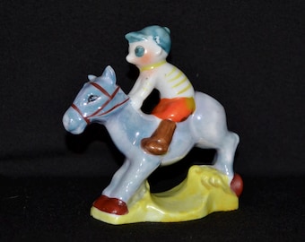 Vintage Jockey Racing Horse Ceramic Toothbrush Holder or Figurine Made in Japan