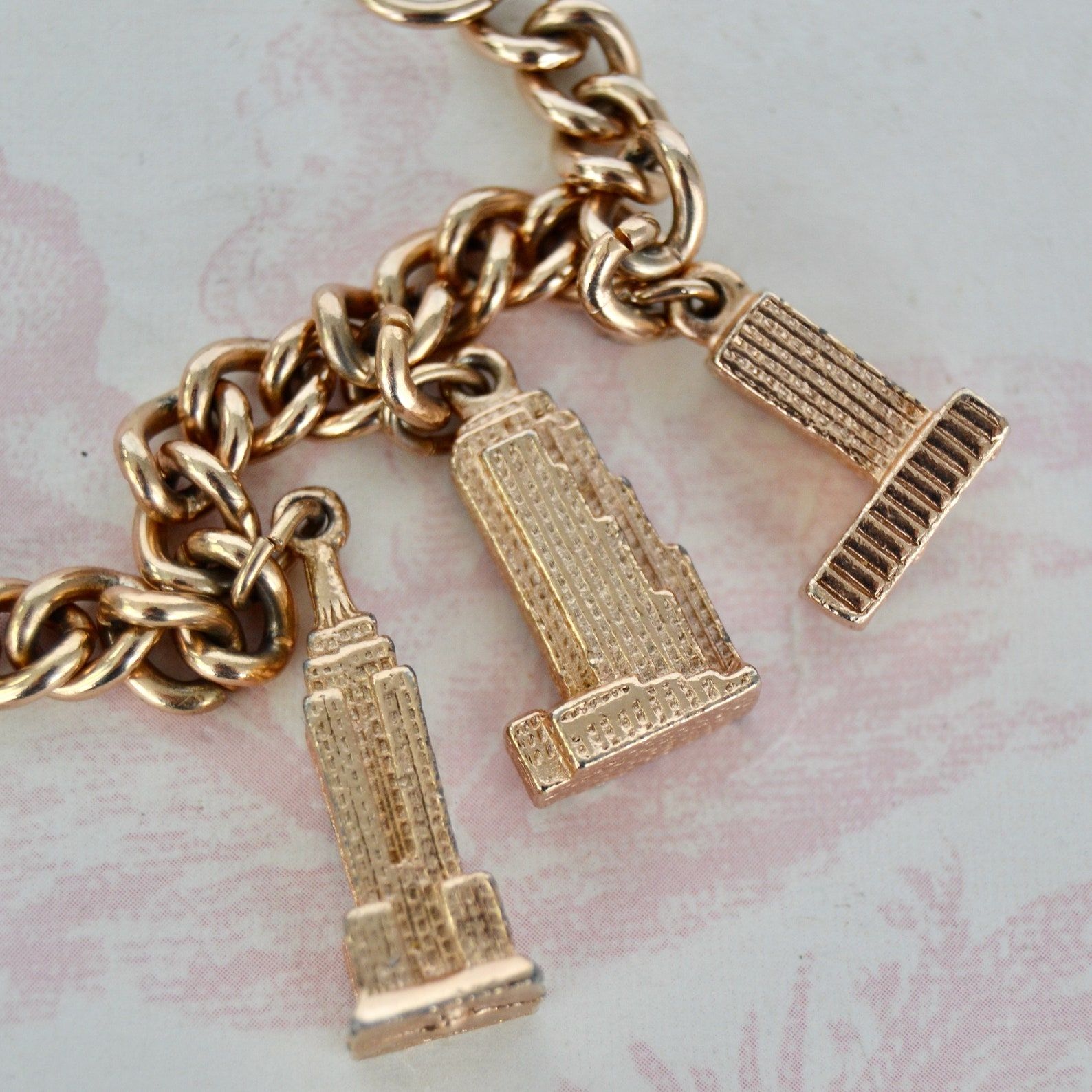 Vintage New York City Charm Bracelet Featuring the Statue of | Etsy