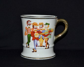 Vintage Ceramic Mustache Mug with Barbershop Quartet Stamped Enesco