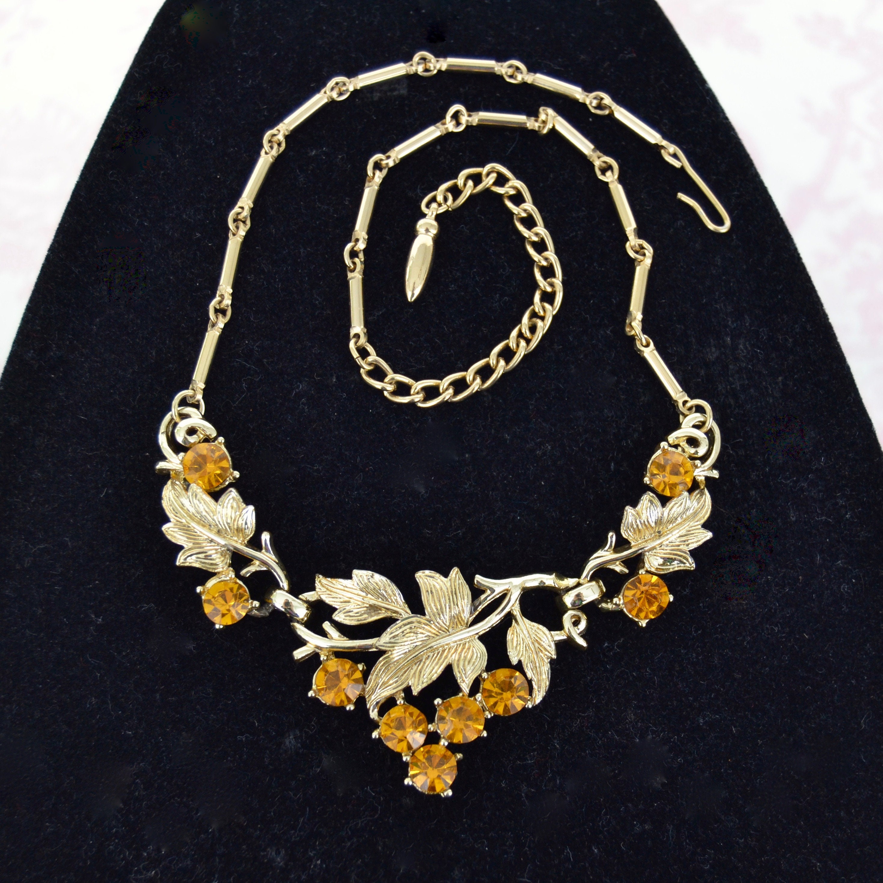 Vintage Coro Rhinestone Pendant Necklace, 1950s Costume