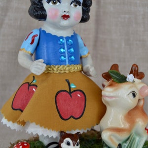 Snow White in the Forest with Her Animal Friends Doll, Antique and Upcycled image 3