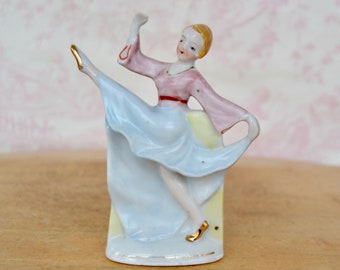 Vintage Dancing Woman Ceramic Planter with Gold Painted Accents Made in Occupied Japan