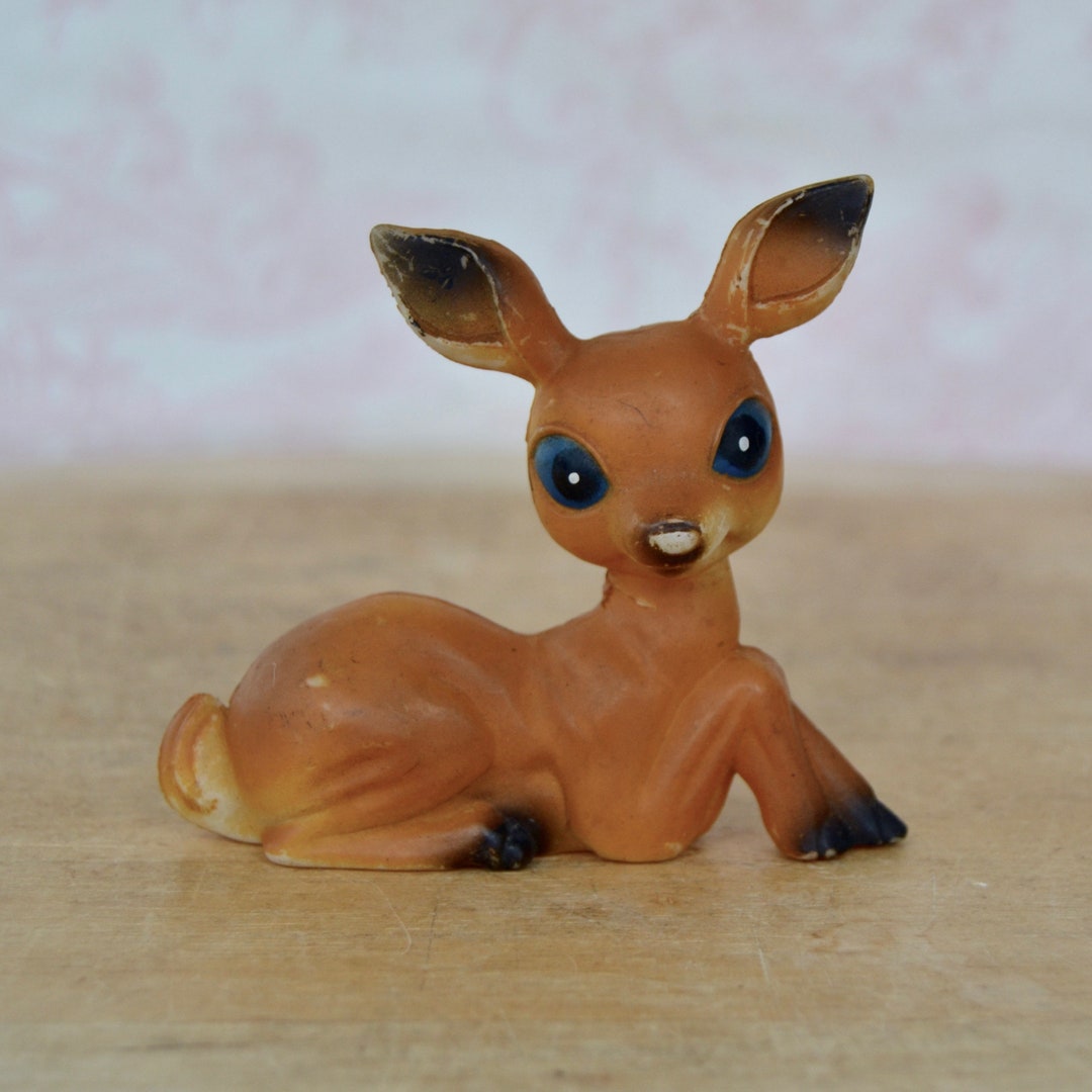 Vintage Small Plastic Deer Figurine With Blue Eyes Made in Hong Kong Etsy