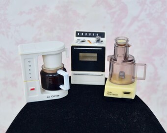 Vintage 1990's ACME Refrigerator Magnets of Coffee Maker, Food Processor and Stove Oven