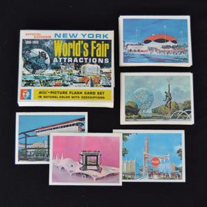 Vintage 1964 1965 New York World&#39;s Fair Mini Picture Flash Card Set with Descriptions