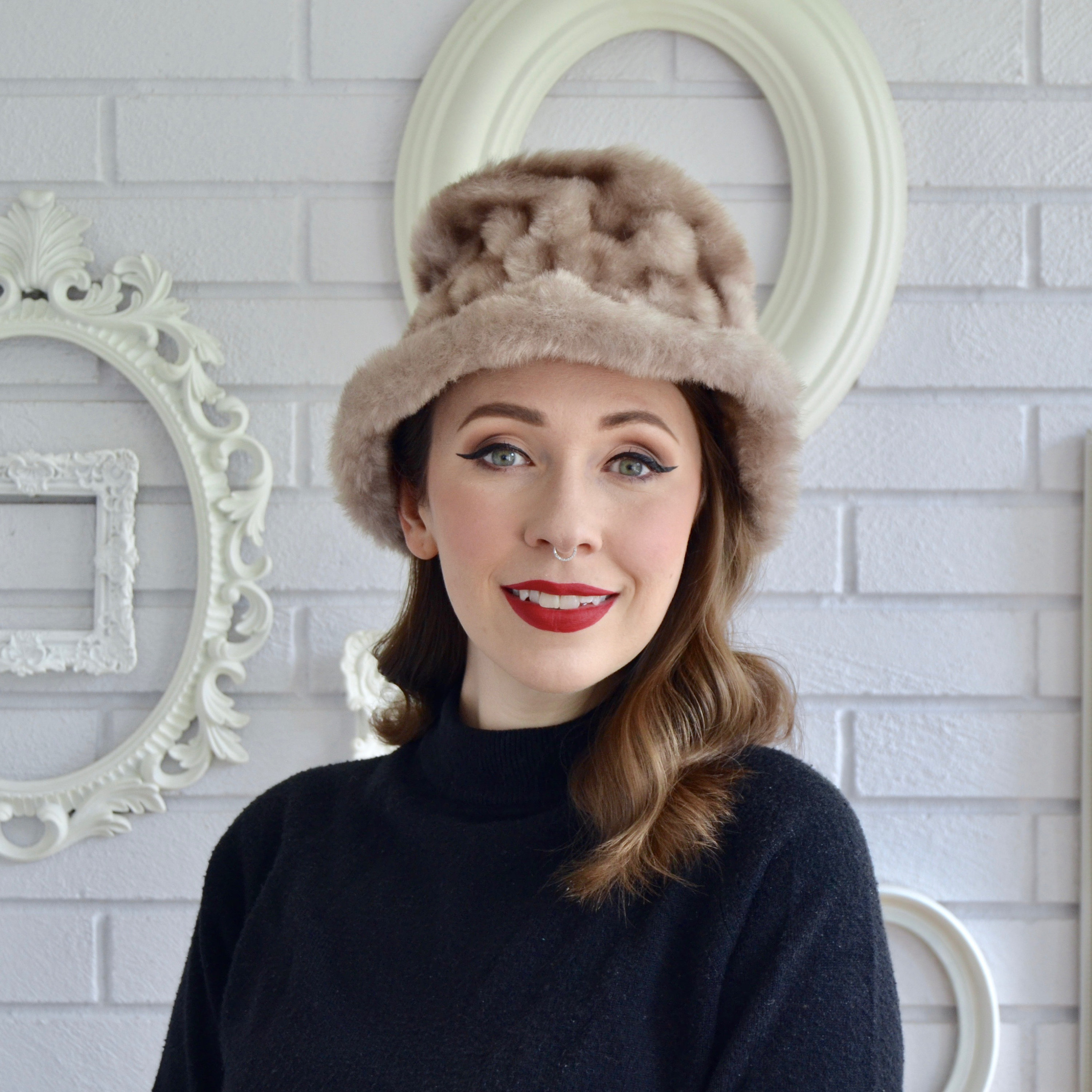 Vintage Faux Fur Hat With Fuzzy Fabric Union-made - Etsy