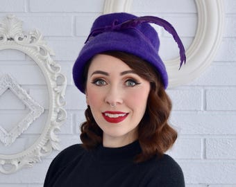 Vtg 1950s Glamour Felts Black Wool Derby Hat Terry Sales Corp NY Union Made Vtg 1950s Glamour Felts Black Wool Derby Hat Terry Sales  main image 3