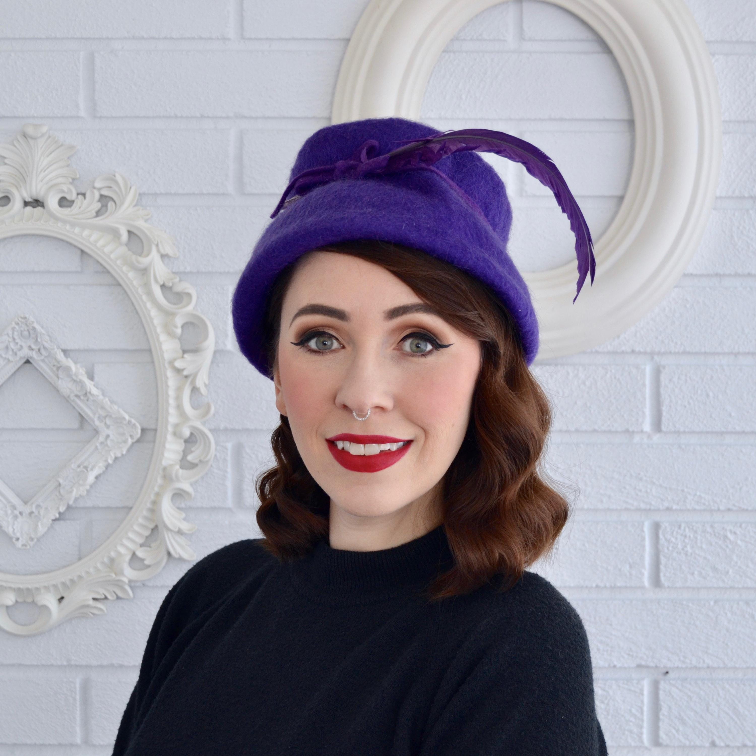 Purple Feather Hat 1950s - Etsy