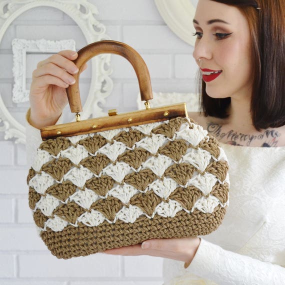 Vintage macrame purse cheap