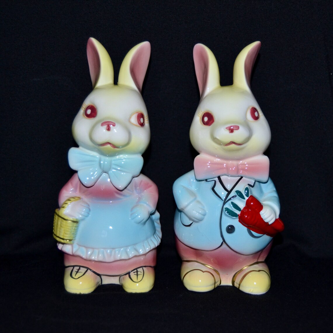 Vintage Pair of Anthropomorphic Easter Bunny Planters by - Etsy