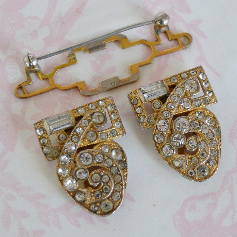 Vintage 1940s Rhinestone Coro Duette Brooch with Attached Etsy