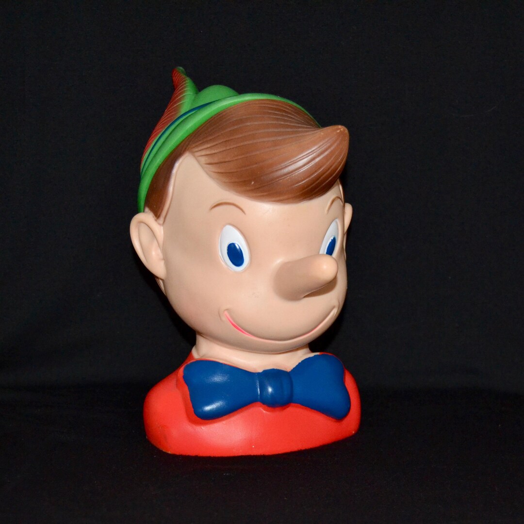 Vintage Plastic Pinocchio Head Storage Container or Cookie Jar Marked ...