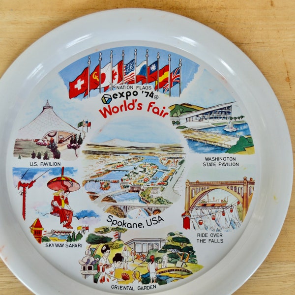 Vintage Expo 74 World's Fair in Spokane Washington Souvenir Metal Tray