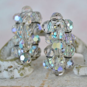Vintage Clip-On Earrings with Iridescent Glass Beads image 4