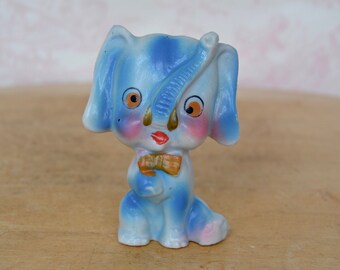 Vintage Ceramic Blue Elephant Figurine with Bow Tie Souvenir of Hershey Park Made in Japan