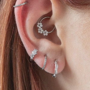 16G Titanium Flower Hoop - Cartilage Hoop / Nose Ring / Conch Helix Rook Daith Piercing Hoop / Gift for Her