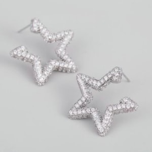 Silver Star Earrings cz Star Earrings Constellation Earrings Gift for her
