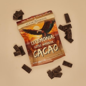 Mezcla de cacao Aztec Warrior / 1 lb de cacao ceremonial especiado al 70 % / Bebida ritual mexicana para fortalecer