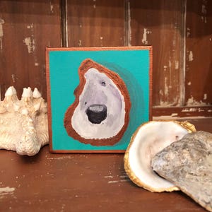 Oyster painting, beachy, metallic painted oyster