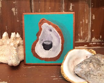 Oyster painting, beachy, metallic painted oyster