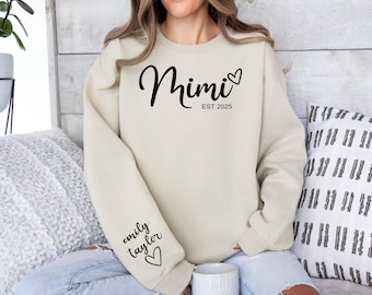 Personalized Mimi Sweatshirt, Custom Grandchild Names, Grandma Gift