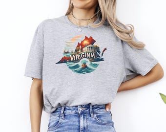 Virginia Shirt, Virginia Map T-Shirt, Virginia Pride Tee, Virginia State Shirt, Virginia Cities Shirt, Virginia Vacation Shirt