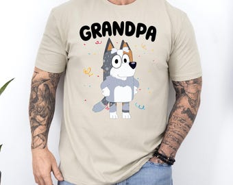 Grandpa Bluey T-shirt, Blue Dog Lover Shirt, Birthday Gift