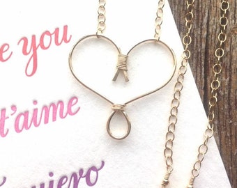 Gold Heart Necklace, Heart Pendant Necklace, Best Friend Jewelry, Valentines Jewelry