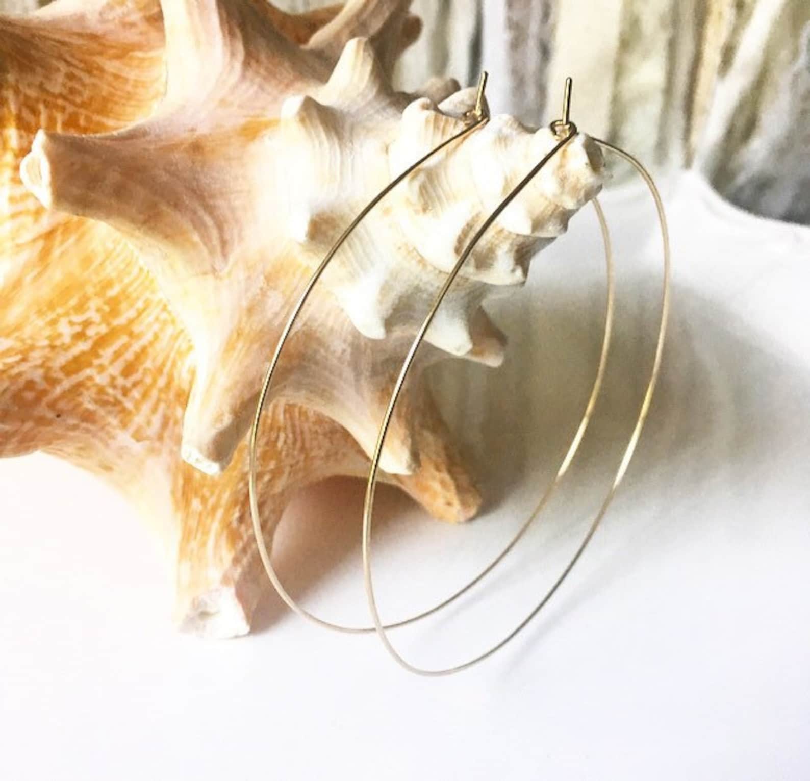 Extra Large Gold Hoops Thin 14K Gold Filled Hoops Delicate 3 Etsy