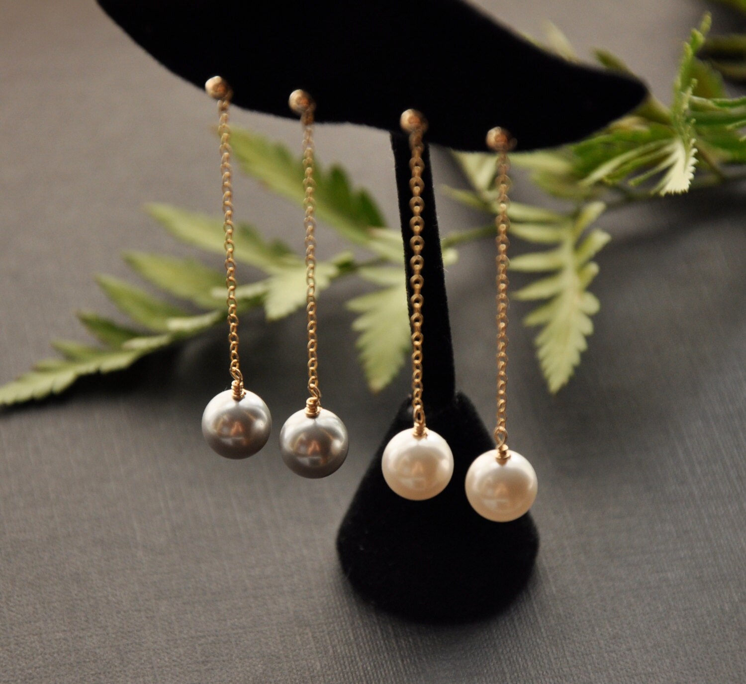 Gold Pearl Earrings Gold Post Dangle Earrings Dainty Pearl Etsy