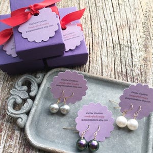 Small Pearl Earrings, Gray Pearl Earrings, Bridal Earrings, Bridesmaid Earrings, Earrings for Mom image 2