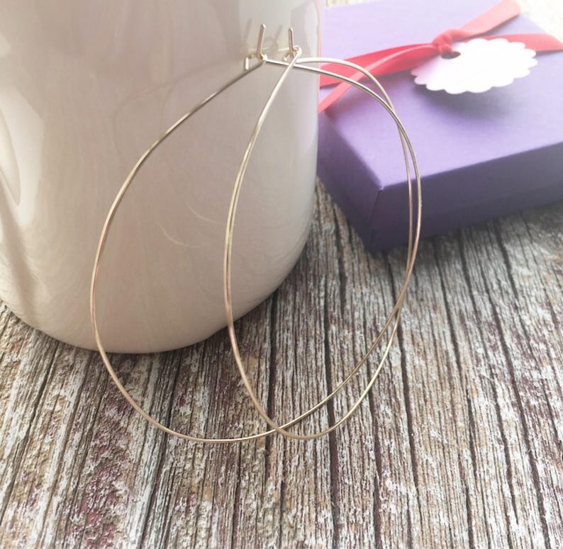 Extra Large Gold Hoops Thin 14K Gold Filled Hoops Delicate 3 Etsy